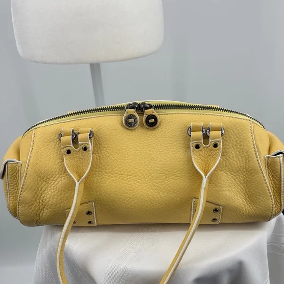 Cole Haan Village Pebble Leather Yellow Barrel Bag - Picture 3 of 8